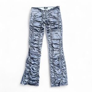 ❌SOLD❌Vtg Y2K Express Seven 7 Satin Stretch Ruched Low Rise Flare Pants